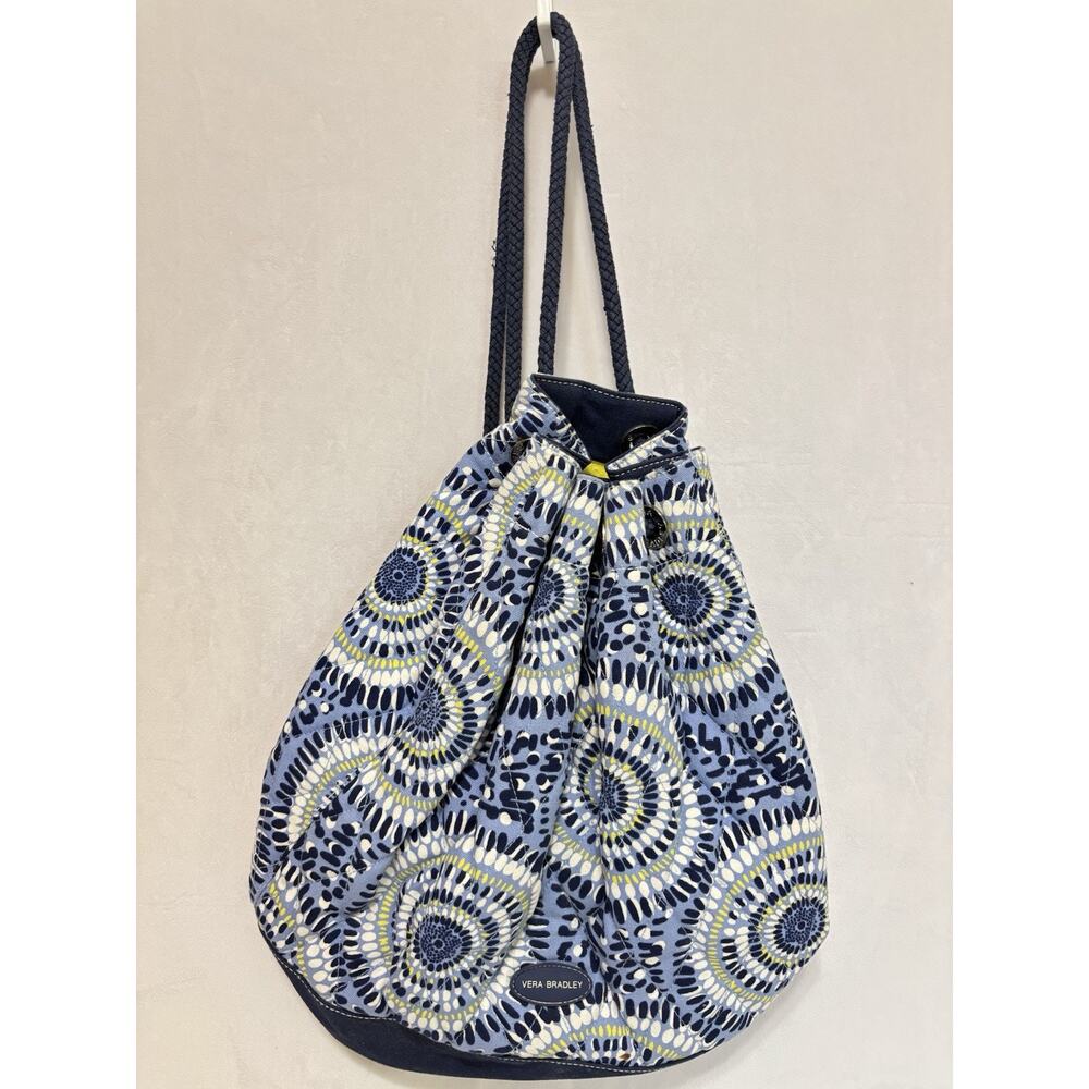 Vera Bradley Starry Night Blue White Canvas Drawstring Sling Backpack Bag